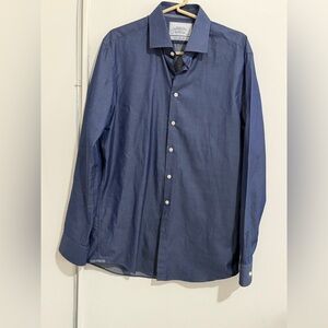 Charles Tyrwhitt  button down extra slim fit dress shirt denim blue size 16/36